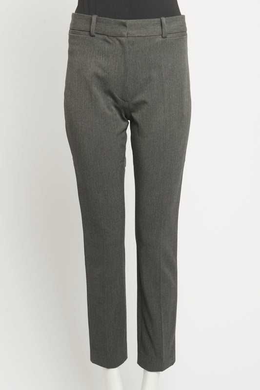 Grey Marl Gaberdine Preowned Tahis Stretch Trousers