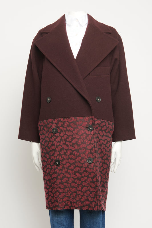 2013 Burgundy Wool Double Breasted Preowned Coat