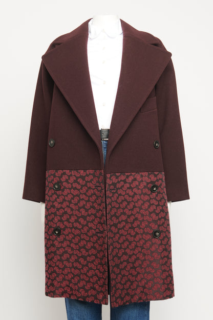 2013 Burgundy Wool Double Breasted Preowned Coat