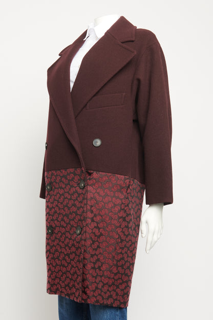 2013 Burgundy Wool Double Breasted Preowned Coat