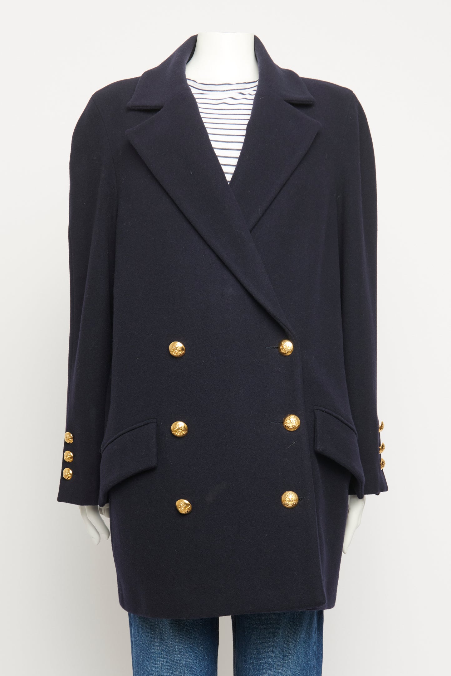 Navy Wool Preowned Double Breasted Pea Coat