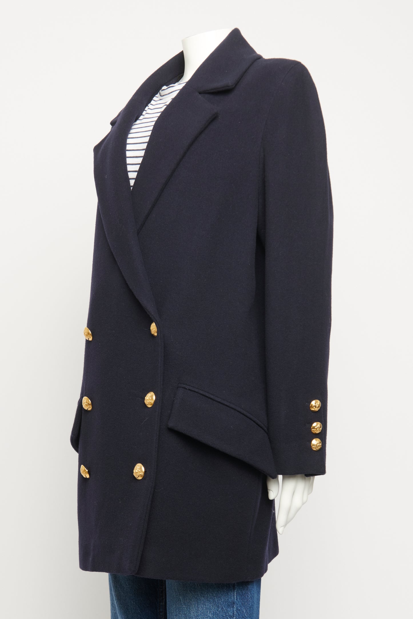 Navy Wool Preowned Double Breasted Pea Coat