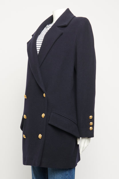 Navy Wool Preowned Double Breasted Pea Coat