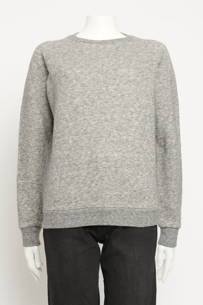 Grey Marl Cotton & Wool Blend Preowned Sweatshirt