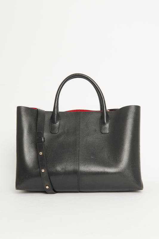 Black Leather Folded Preowned Tote Bag