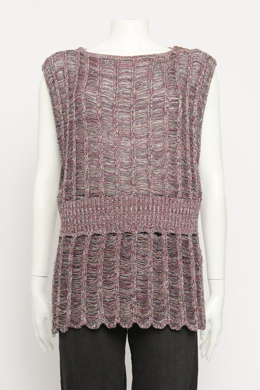 Purple Metallic Silk Blend Preowned Knitted Top