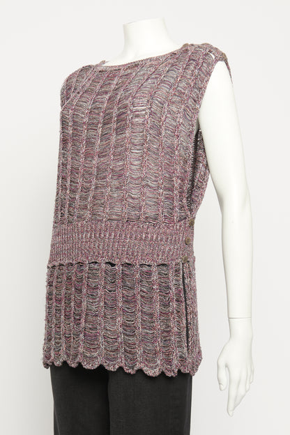 Purple Metallic Silk Blend Preowned Knitted Top