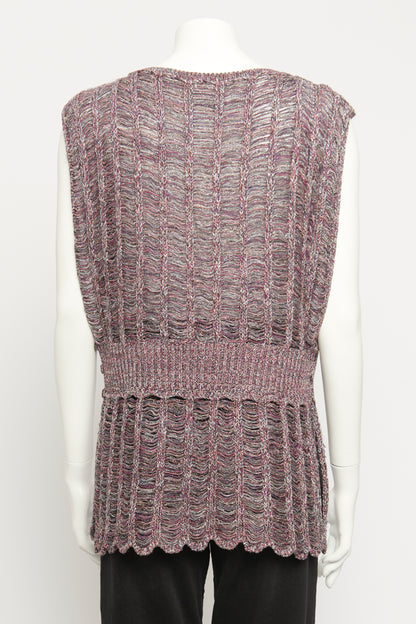 Purple Metallic Silk Blend Preowned Knitted Top