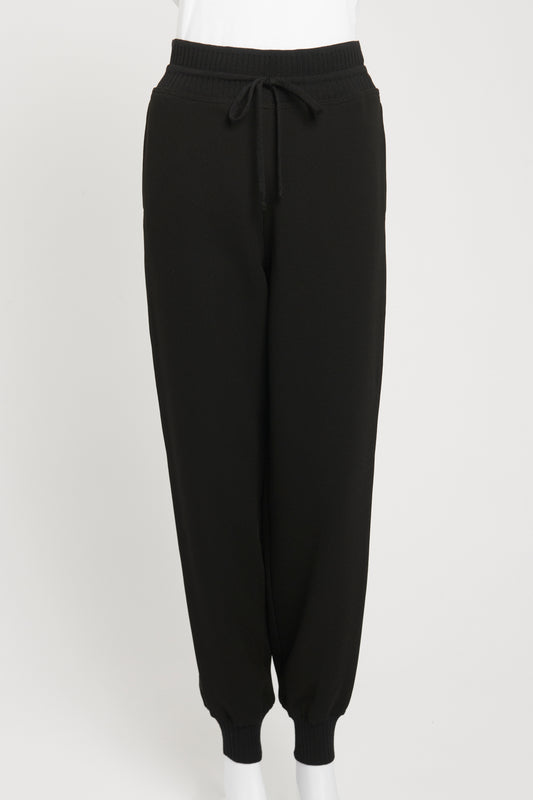 Black Crepe Preowned Drawstring Trousers