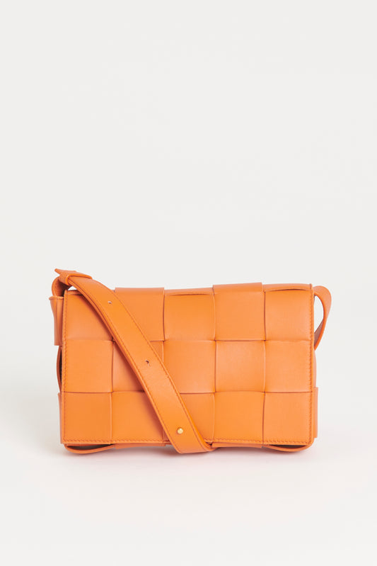 Orange Lambskin Preowned Cassette Crossbody Bag