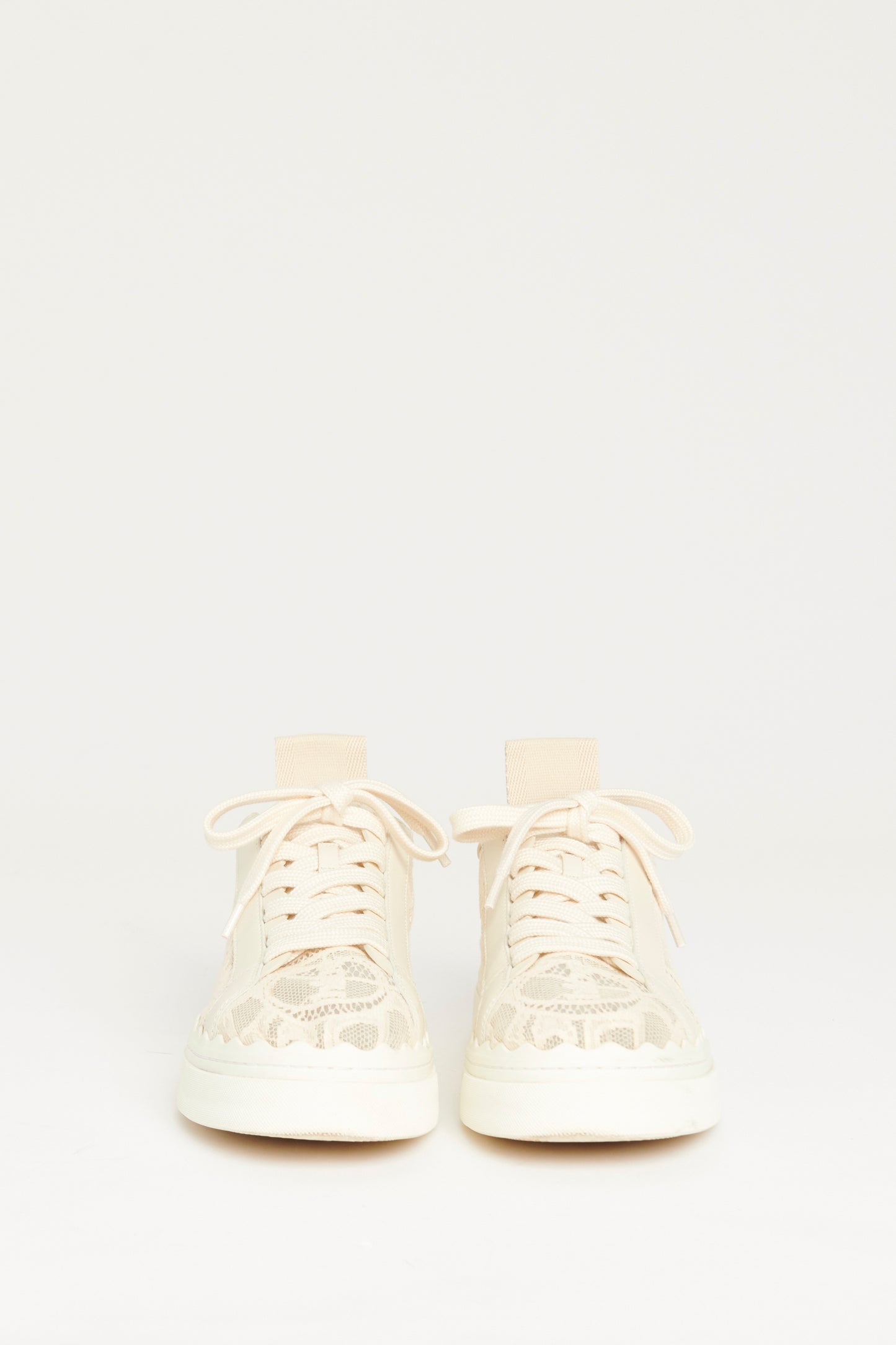 Ecru Lace Preowned Lauren Scalloped Sneakers
