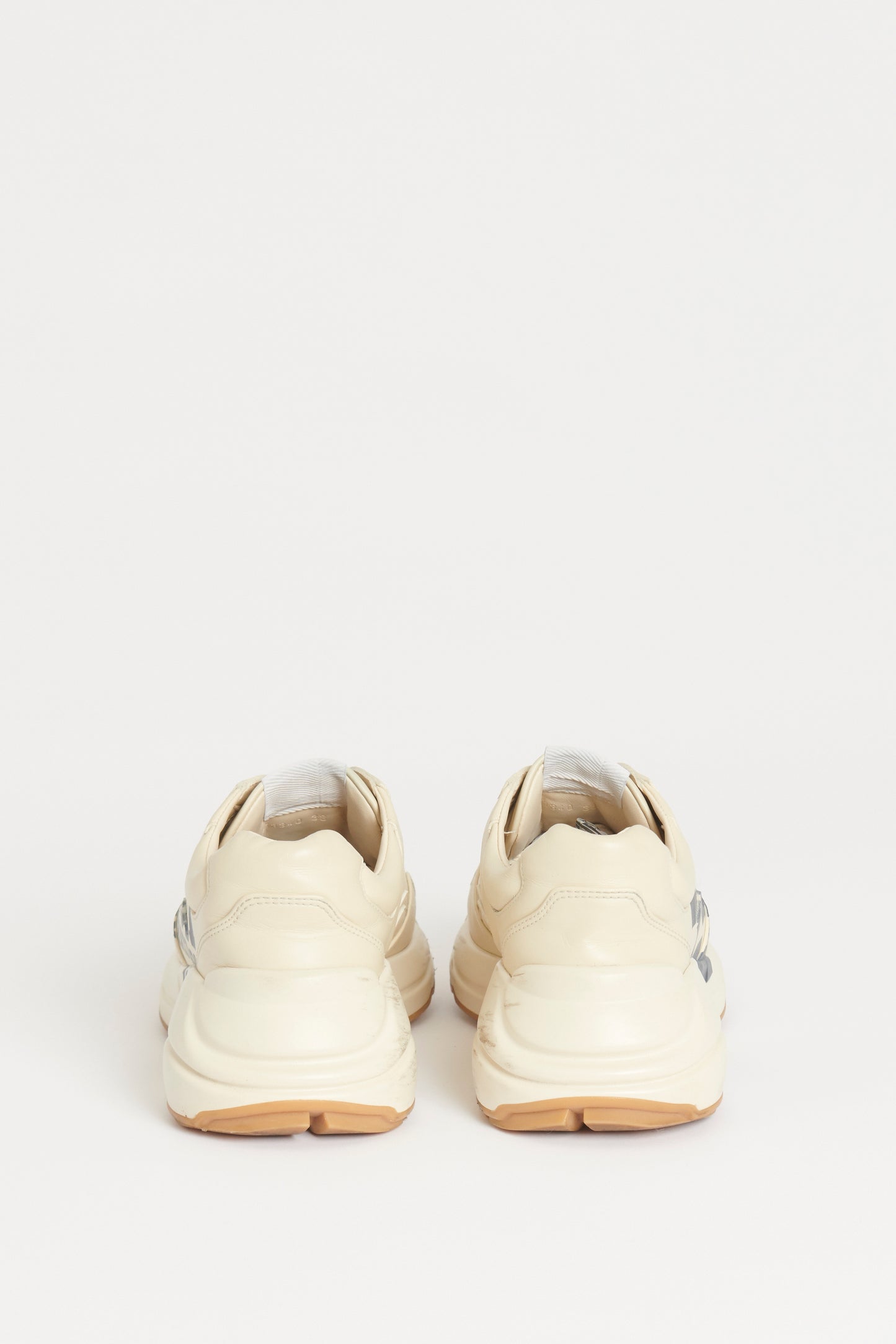 Cream Leather Preowned Rhyton 25 Chunky Trainers
