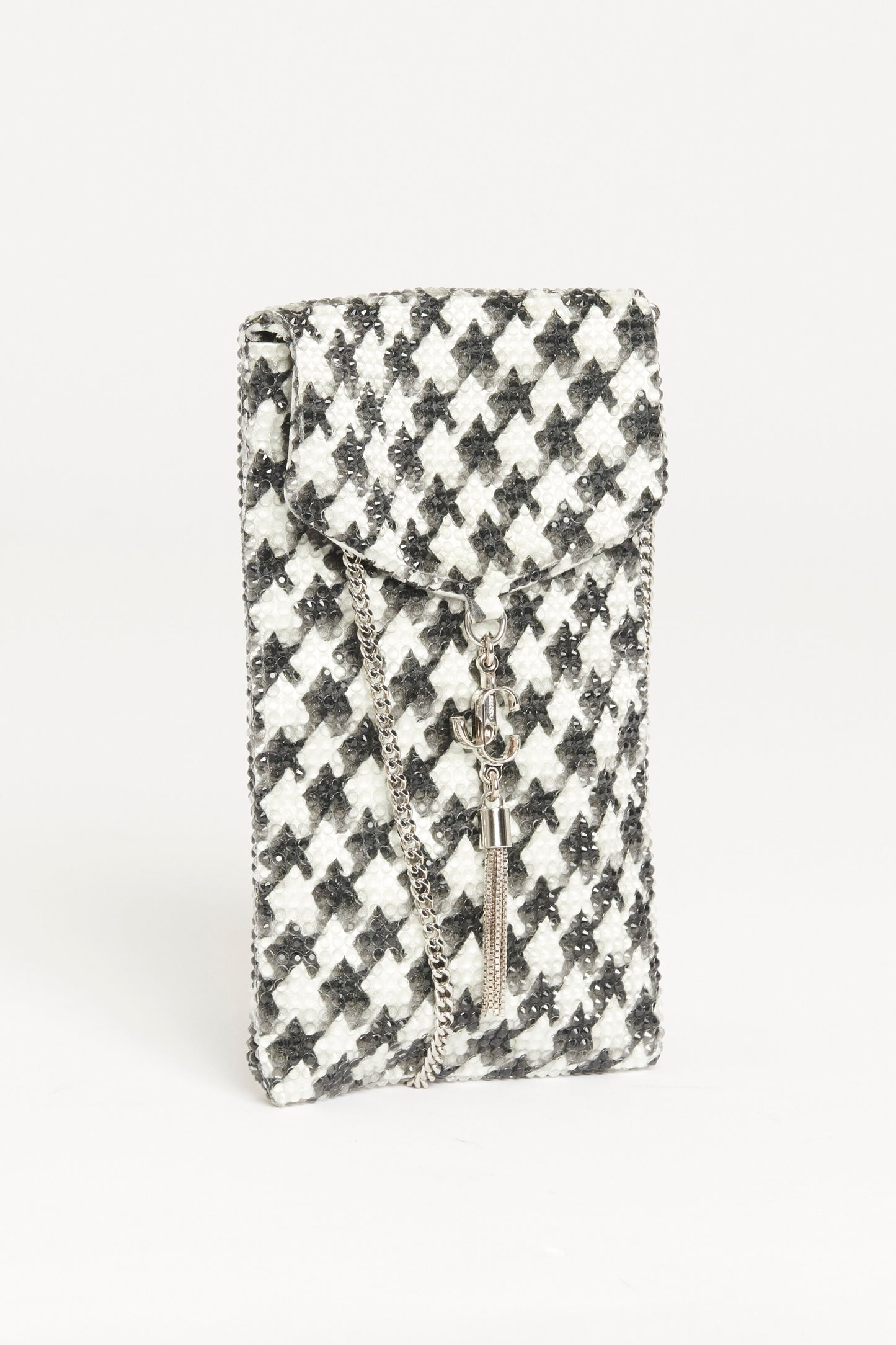 2021 Monochrome Houndstooth Preowned Crystal Embellished Phone Case