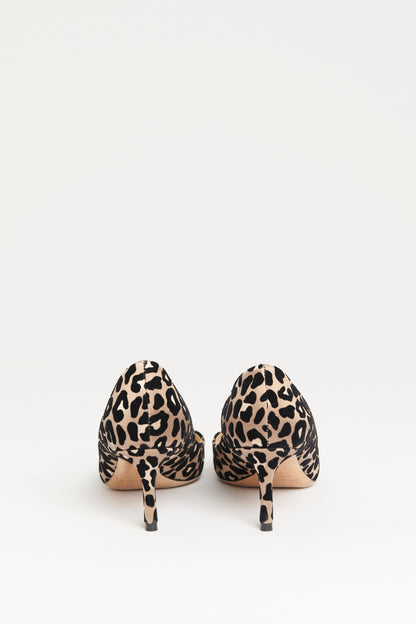 Brown Chai Mix Satin Preowned Leopard Romy 60 Pumps