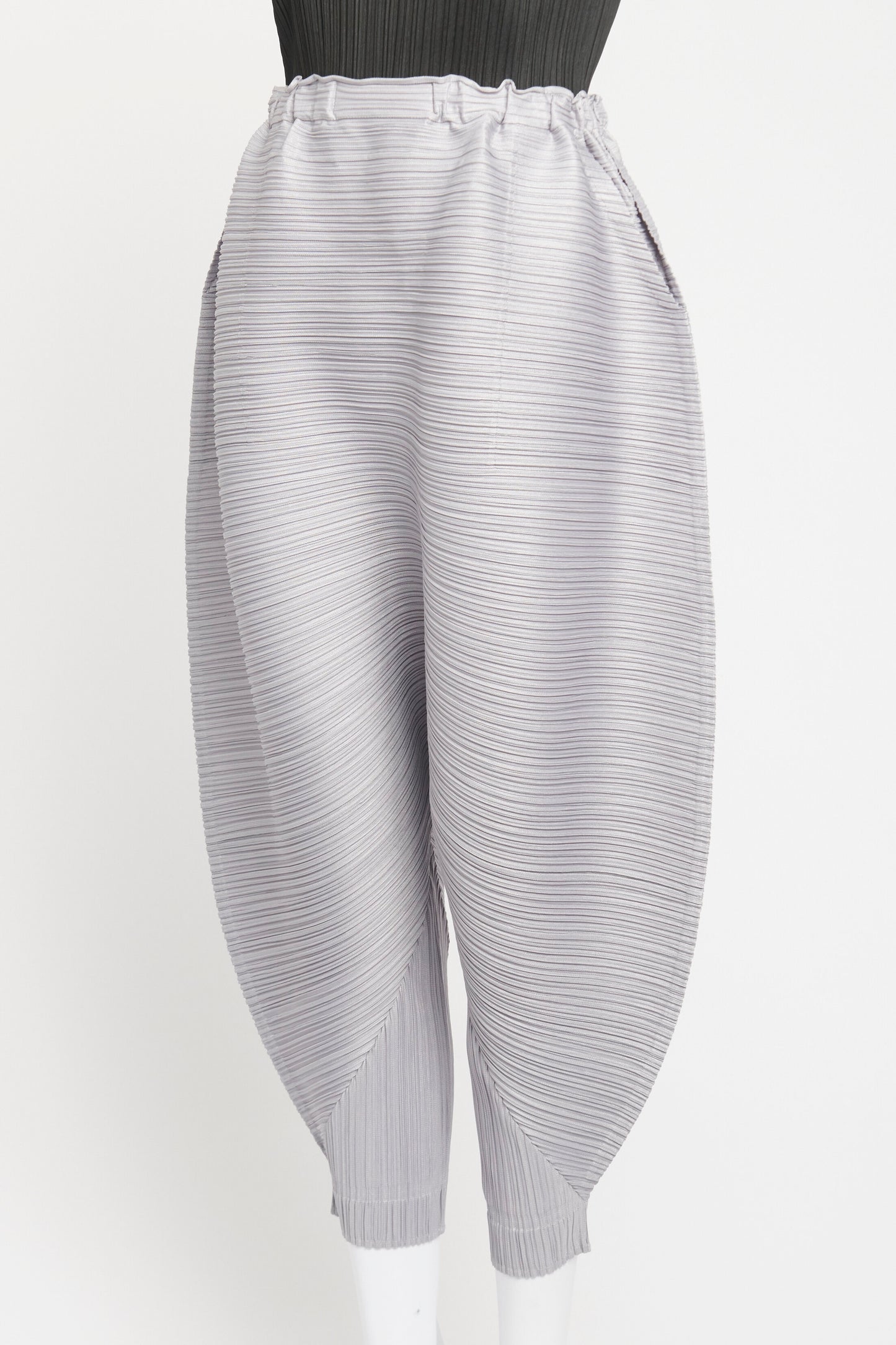 Grey Polyester Preowned Dropped Crotch Culottes
