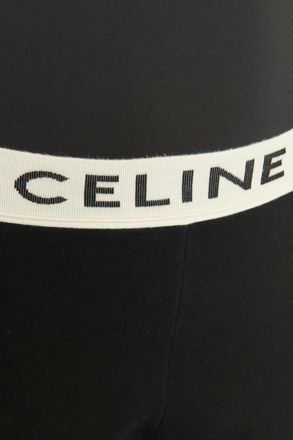 Black Cotton Blend Preowned Logo Leggings