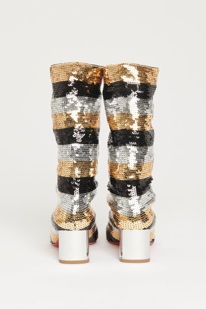 Anitapall Sequin Preowned Sock Boots