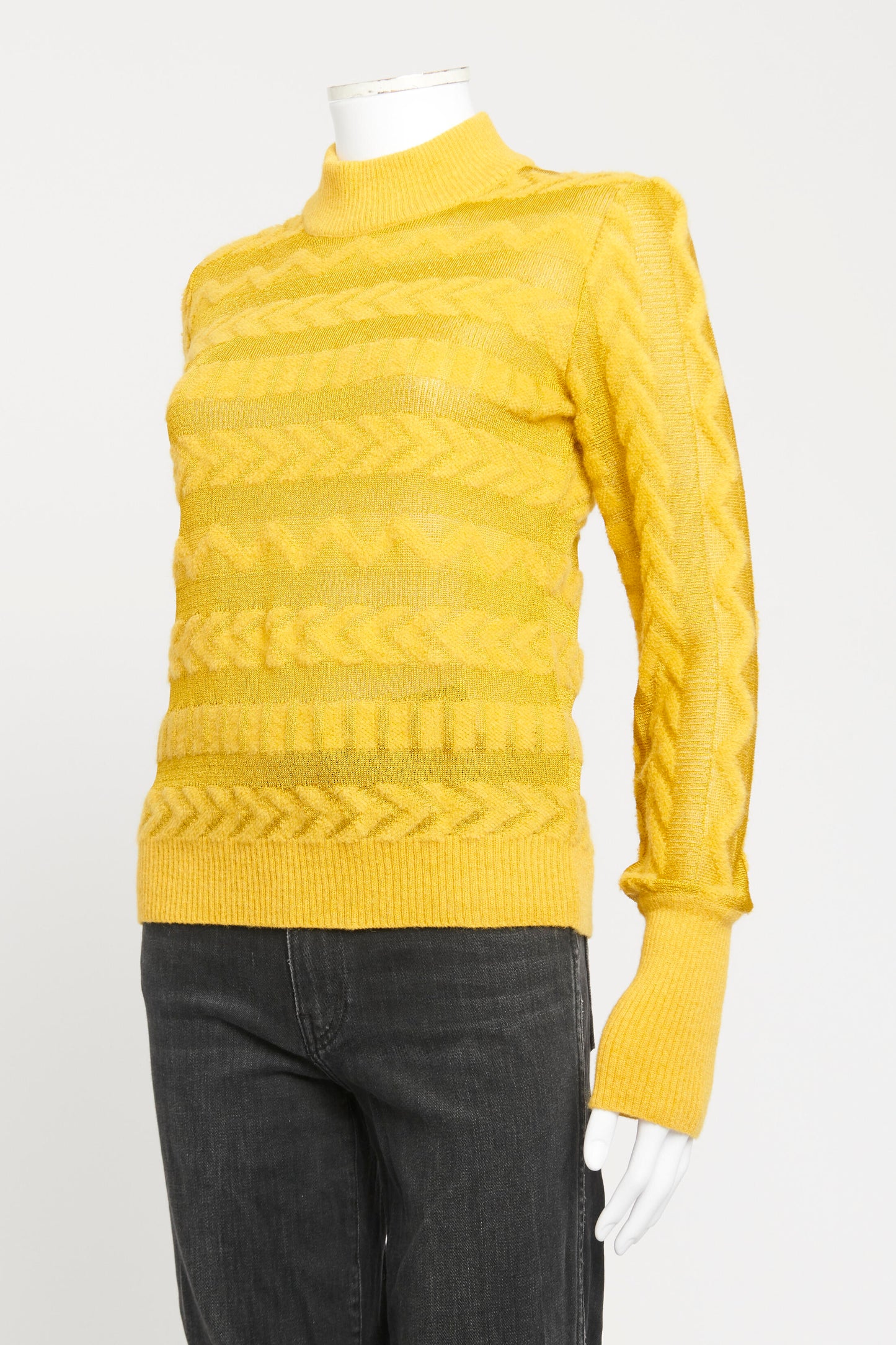 Yellow Rayon Blend Preowned Fine Knit Jumper