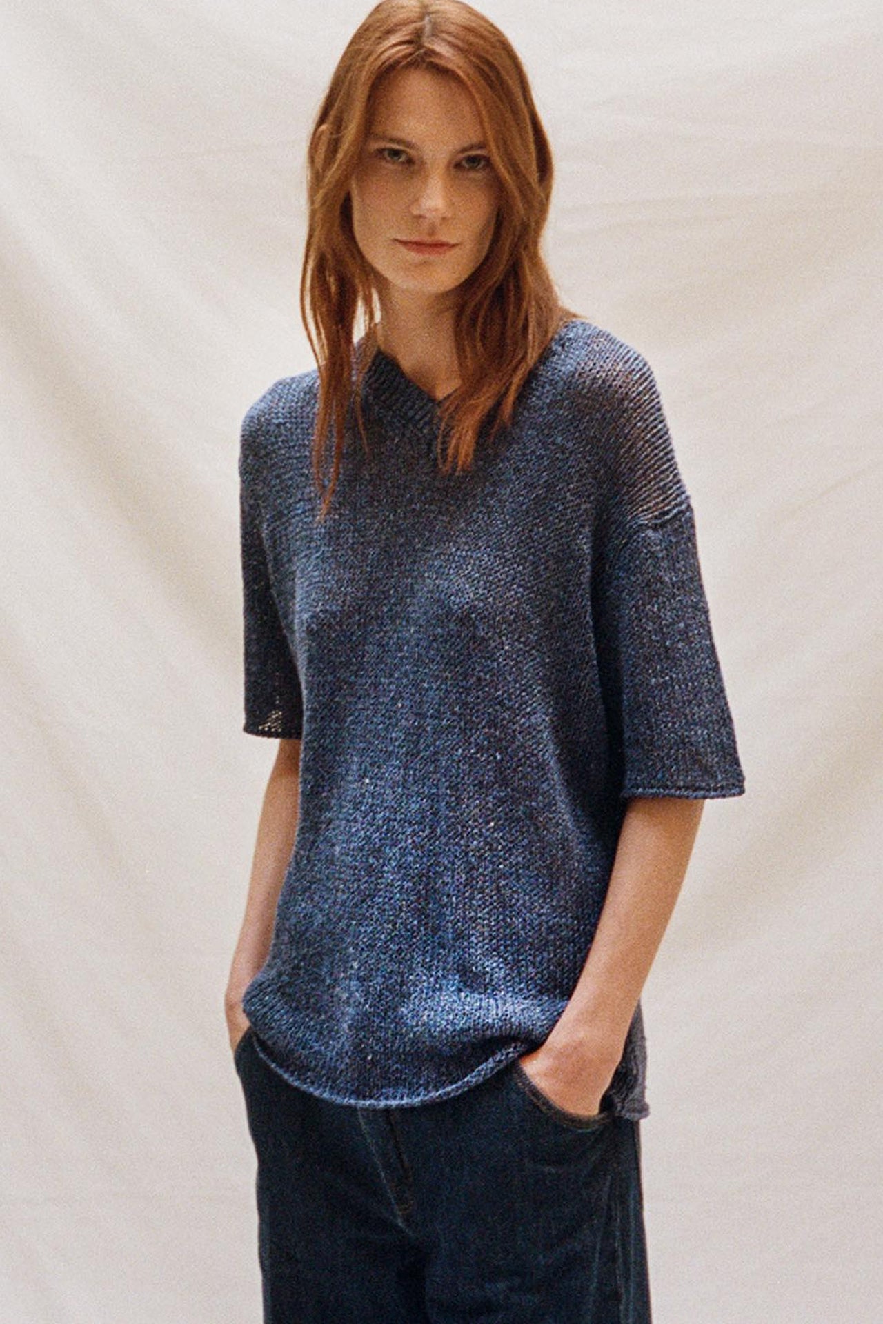 Indigo Charlotte Knitted T Shirt