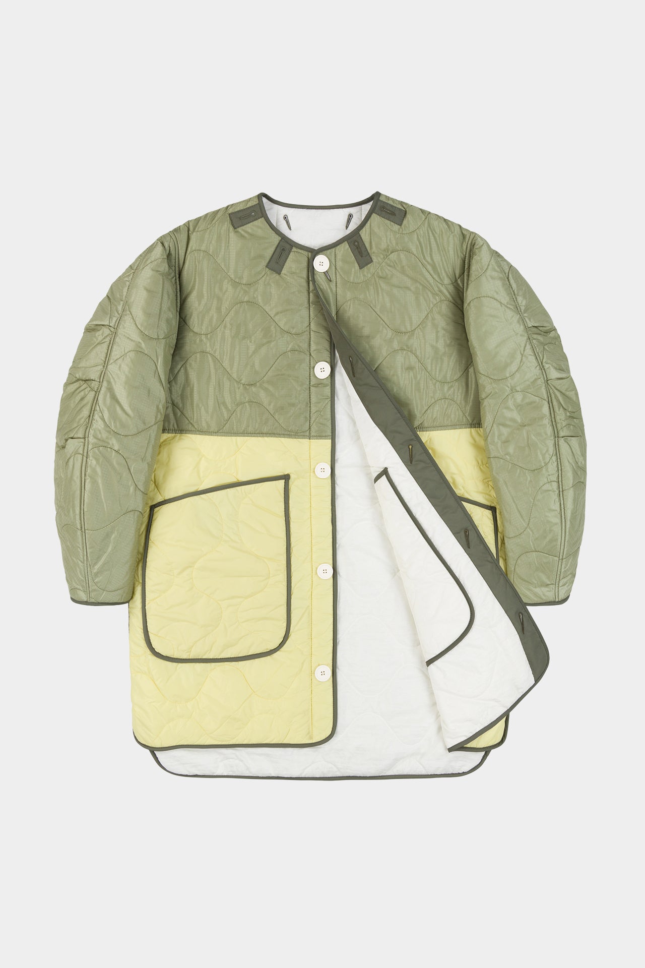 Sage and Yellow Colourblock Quilt jacket