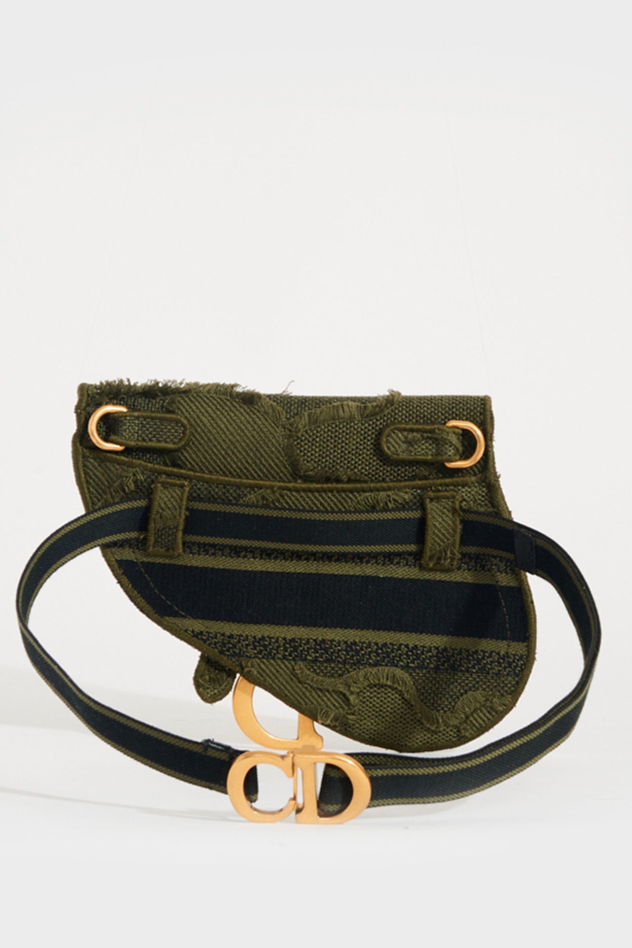 Canvas Embroidered Camouflage Saddle Belt Bag Green