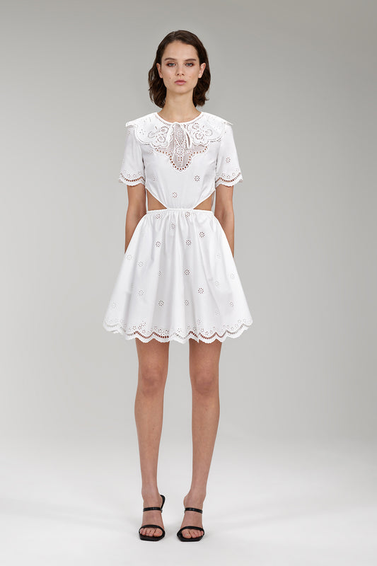 White Broderie Anglaise Cut Out Mini Dress