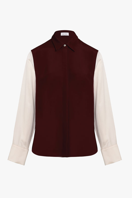 Burgundy and Off White Ester Shirt