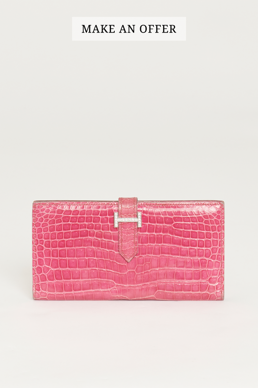 2008 Rose Scheherazade Porosus Crocodile Preowned Bearn Wallet