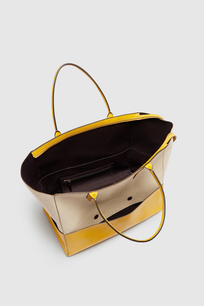 Natural Factory Yellow Linen Incognito Large Cabas Bag