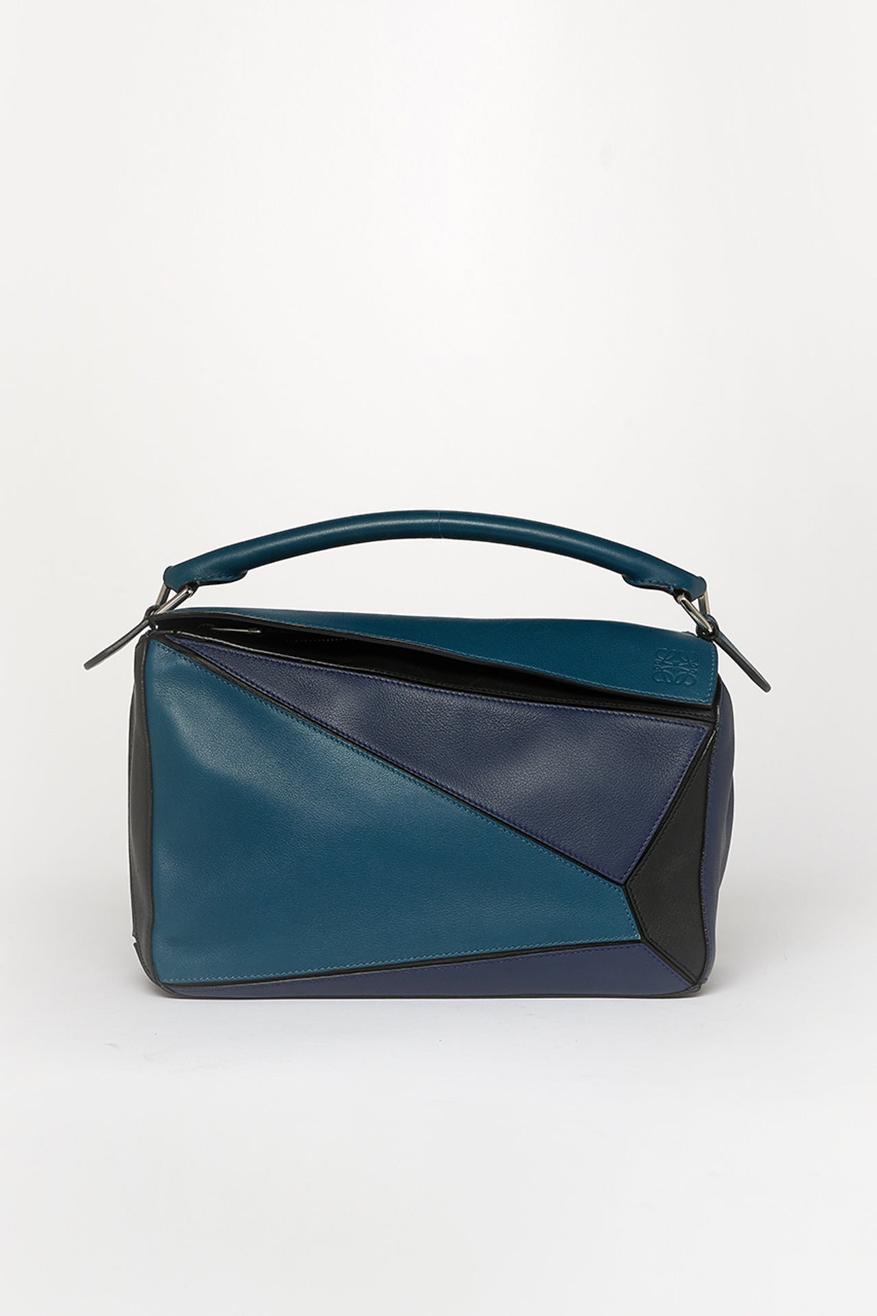 Puzzle Medium Tricolour Leather Bag in Blue