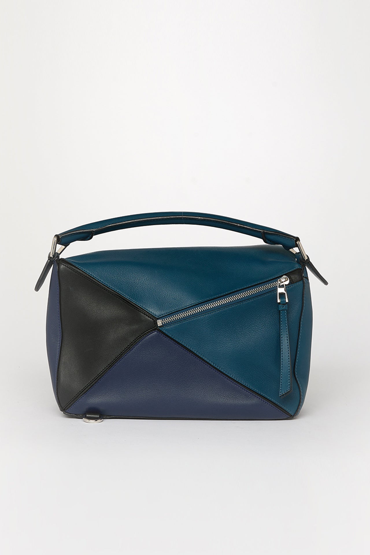 Puzzle Medium Tricolour Leather Bag in Blue