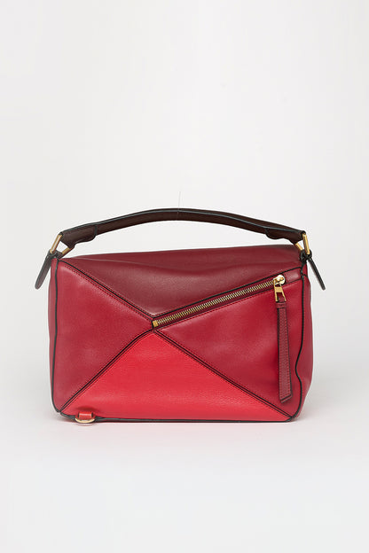 Puzzle Medium Tricolor Bag in Red