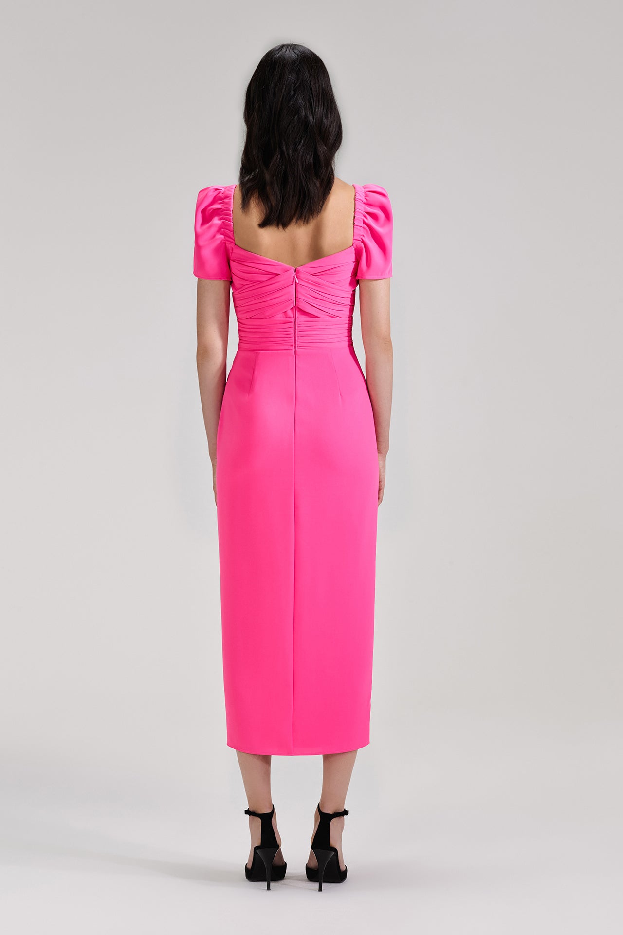 Bright Pink Iris Midi Dress