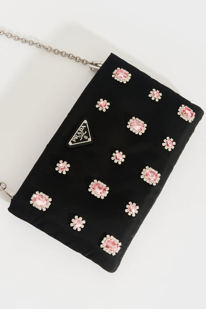 Catene Crystal Embellished Padded Nylon Clutch