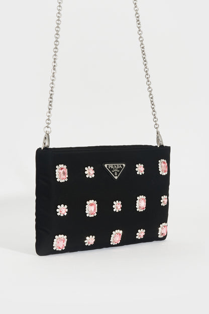 Catene Crystal Embellished Padded Nylon Clutch