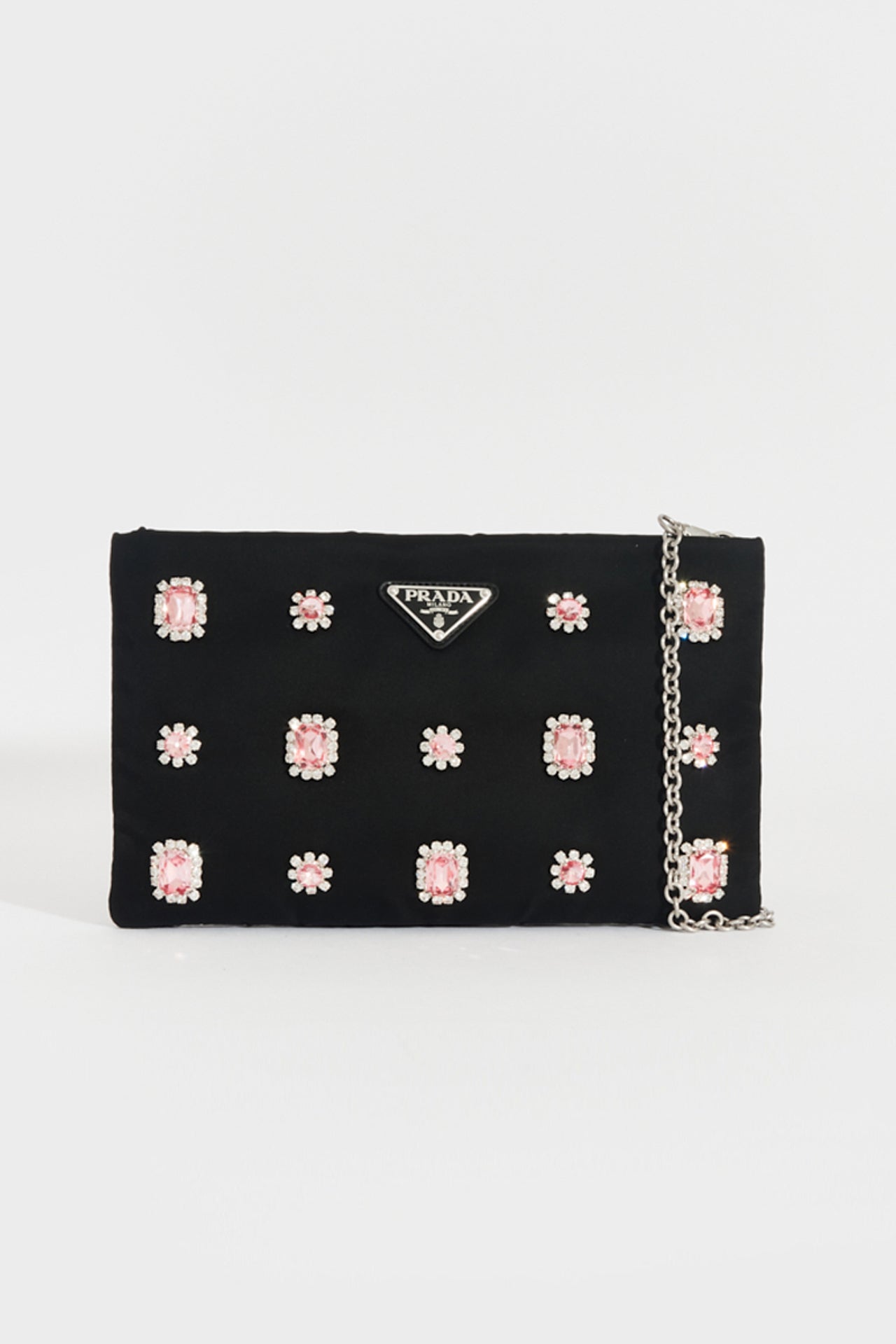 Catene Crystal Embellished Padded Nylon Clutch