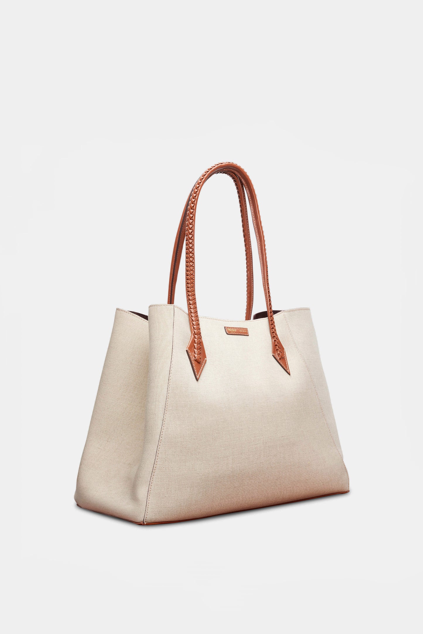 Cognac Natural Linen Perriand Collapsible Tote