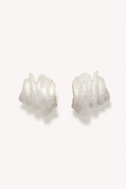 Clash - Pearlescent White Bio Resin and Gold Vermeil Earrings