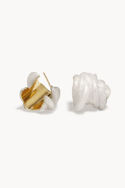 Clash - Pearlescent White Bio Resin and Gold Vermeil Earrings