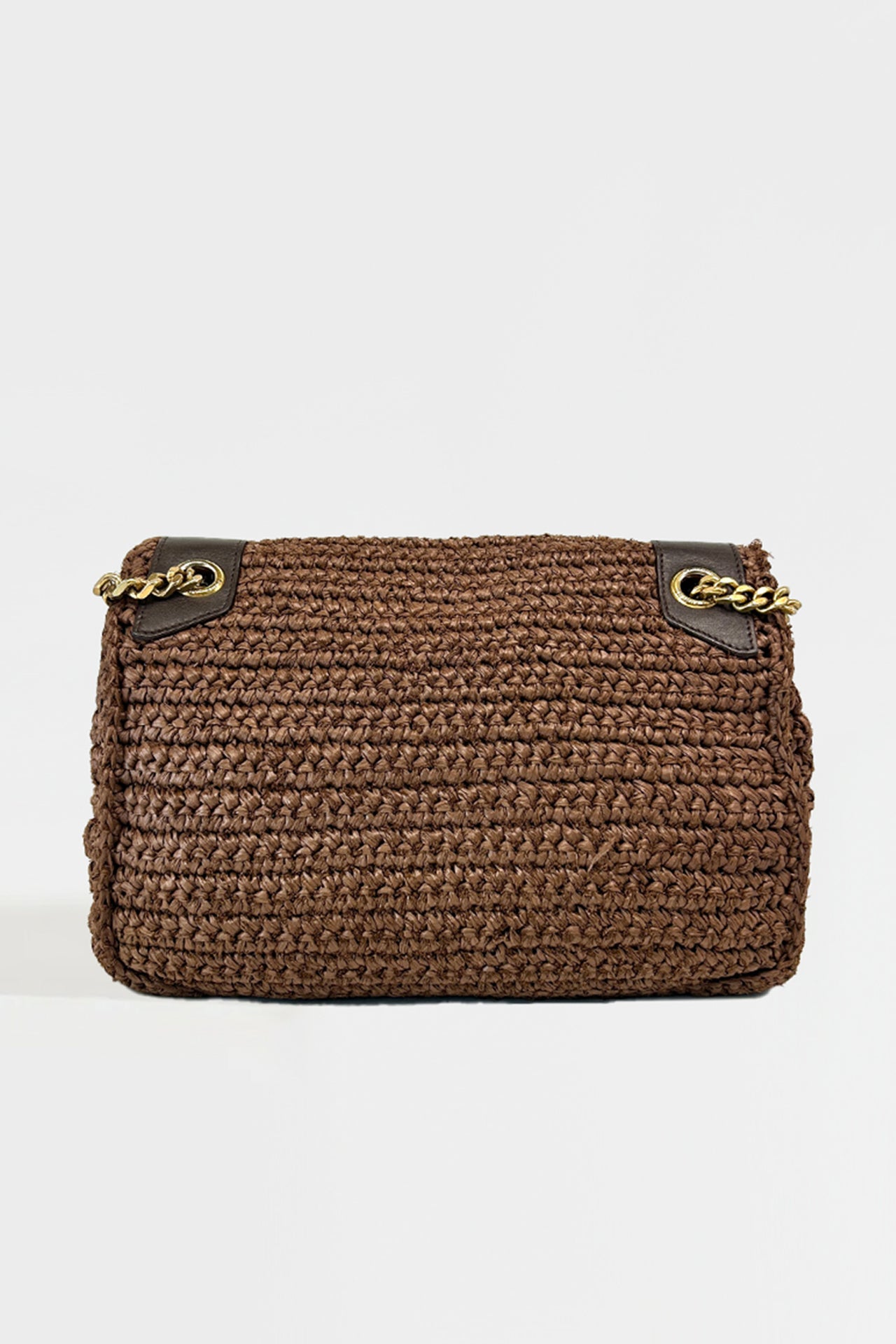 Niki Medium Leather-Trimmed Raffia Shoulder Bag