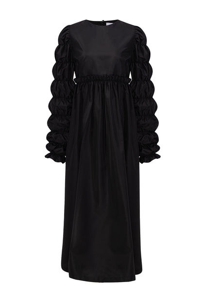 Black I Like It Puff Satin Crepe Dress