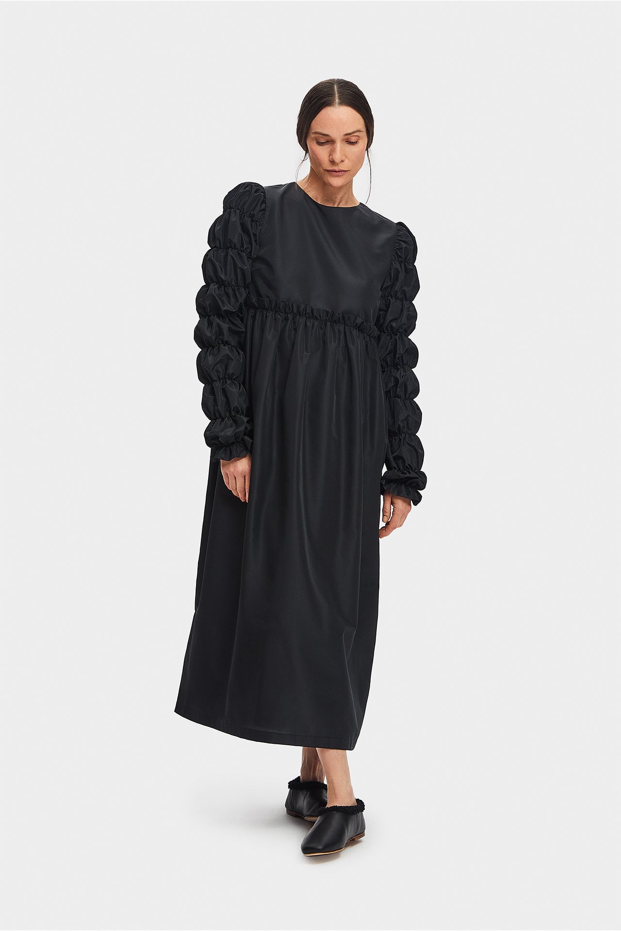 Black I Like It Puff Satin Crepe Dress