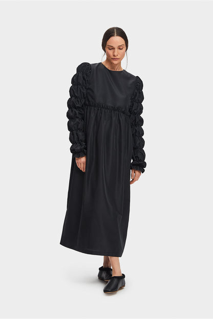 Black I Like It Puff Satin Crepe Dress