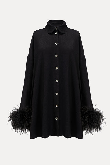 Black Pastelle Oversized Jacquard Shirt Dress