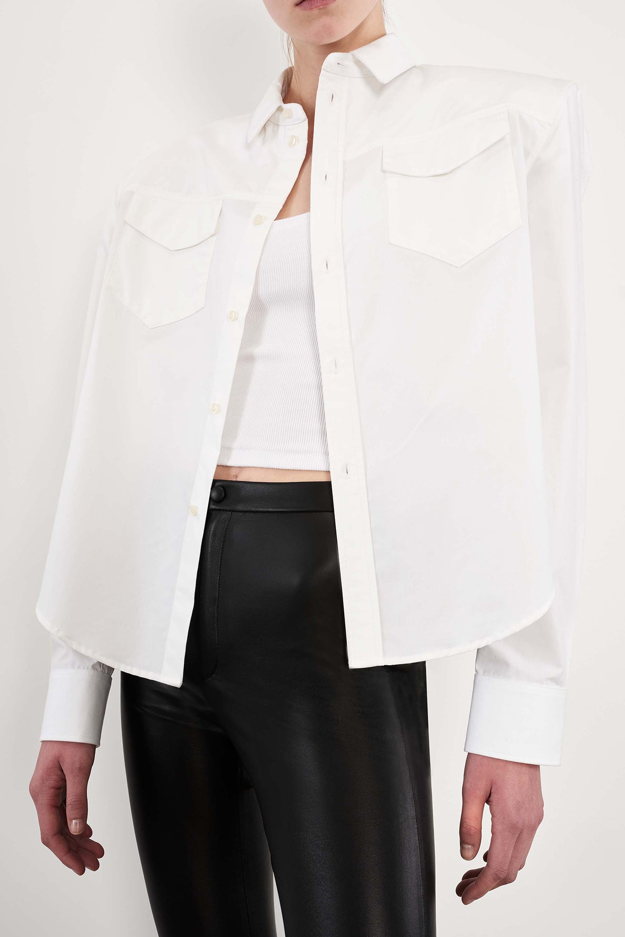 White Shoulder Pad Shirt