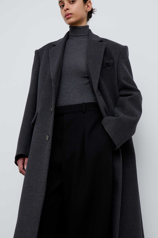 Charcoal Single Breasted Coat