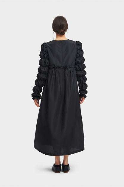 Black I Like It Puff Satin Crepe Dress