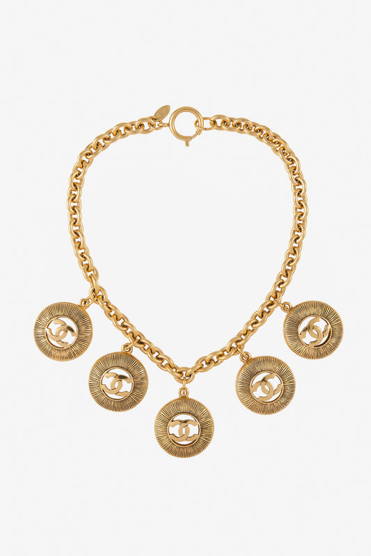 Vintage Chanel Gold Plated Medallion Necklace