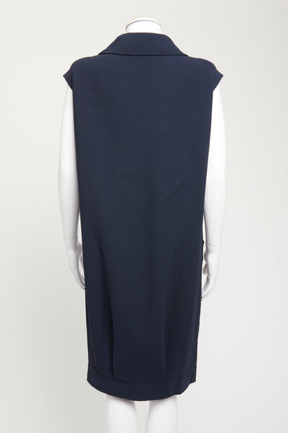 2008 Wool Crepe Preowned Double Breasted Knee Length Dress