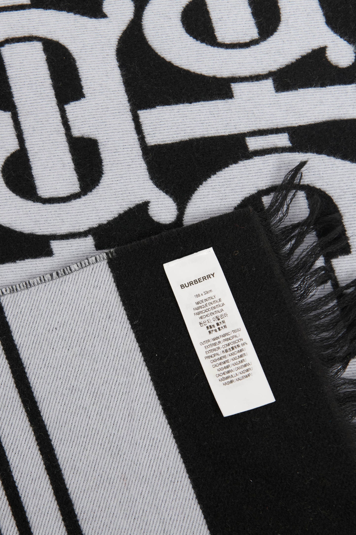Black Cashmere Preowned Montage Jacquard TB Monogram Scarf